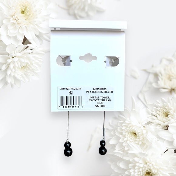 🆕 Giani Bernini Sterling Silver & Onyx “Metal Tower” Thread Earrings - Picture 4 of 7